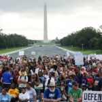 Thousands take to Washington as leaders flag rollback of voting and civil rights protections